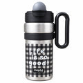 Warm Company 900ml Insulated Vacuum Mug with Handle. Kawaii Cherry Plaid Thermal Travel Tumbler & Straw Bottle