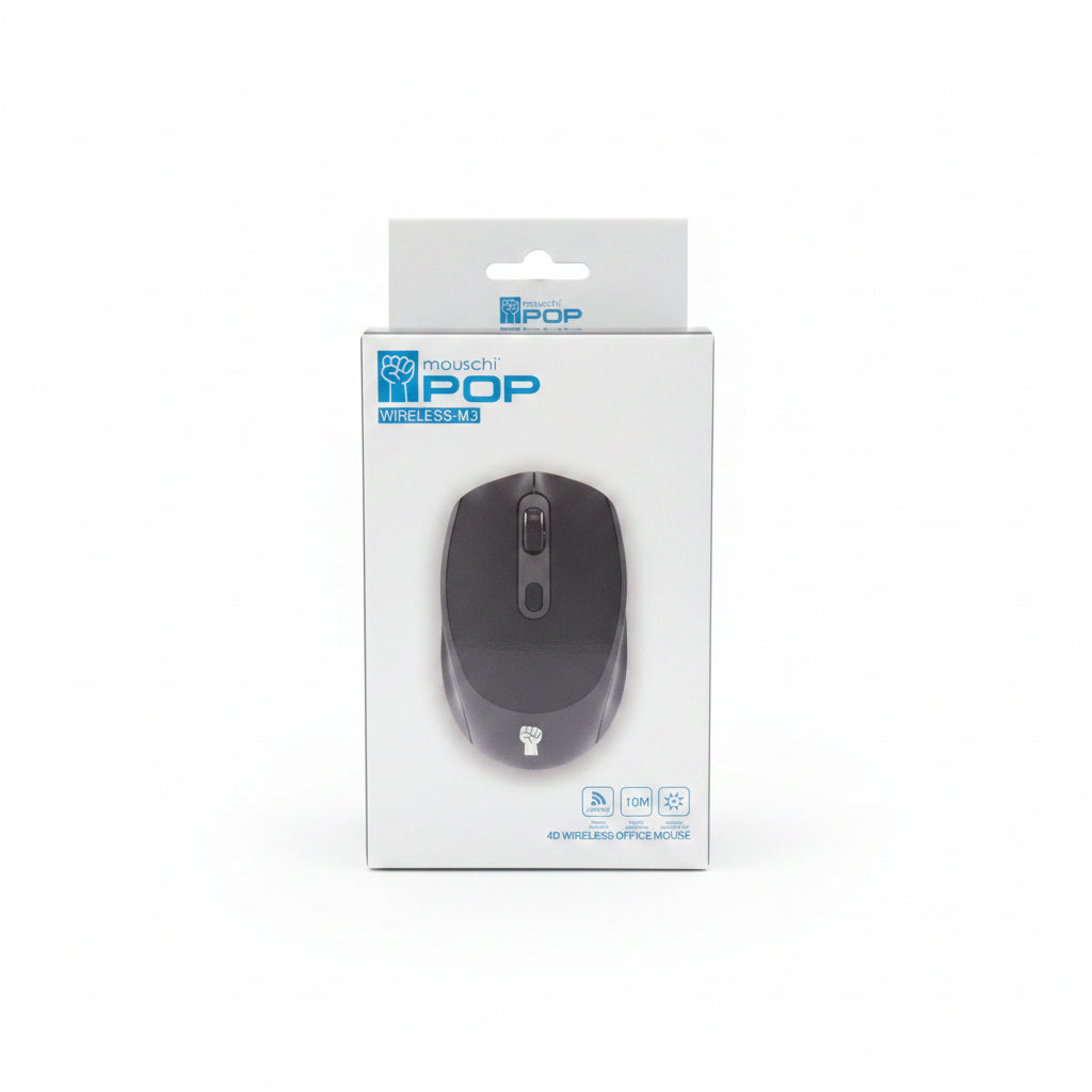 Mouschi POP M3 4D Wireless Office Mouse. 2.4GHz High-Precision Portable Ergonomic Computer Mouse