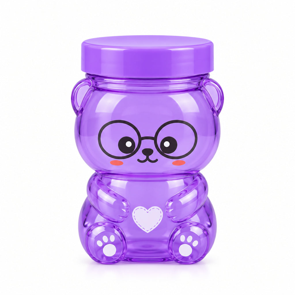 Cute Bear Mini Slime Container – Glitter Slime Toy in Animal Jar