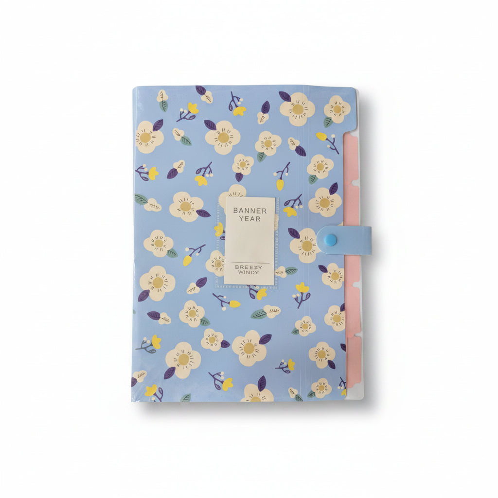 Banner Year Breezy Windy Accordion Folder – Floral Document Organizer with Snap Closure